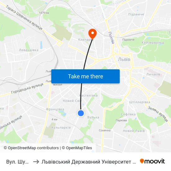 Вул. Шумського to Львівський Державний Університет Безпеки Життєдіяльності map