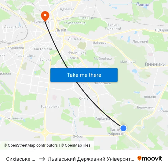 Сихівське Кладовище to Львівський Державний Університет Безпеки Життєдіяльності map