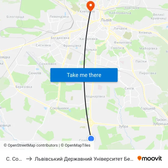 С. Солонка to Львівський Державний Університет Безпеки Життєдіяльності map
