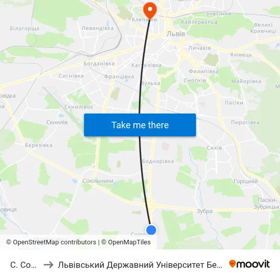 С. Солонка to Львівський Державний Університет Безпеки Життєдіяльності map