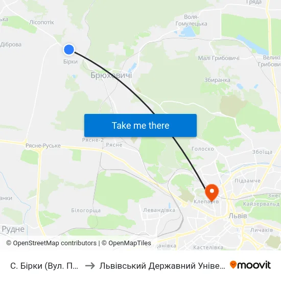 С. Бірки (Вул. Петра Сагайдачного) to Львівський Державний Університет Безпеки Життєдіяльності map