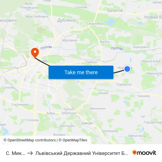 С. Миклашів to Львівський Державний Університет Безпеки Життєдіяльності map