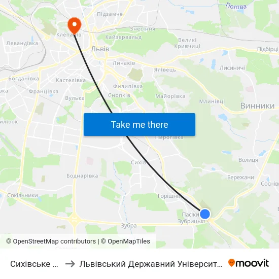 Сихівське Кладовище to Львівський Державний Університет Безпеки Життєдіяльності map