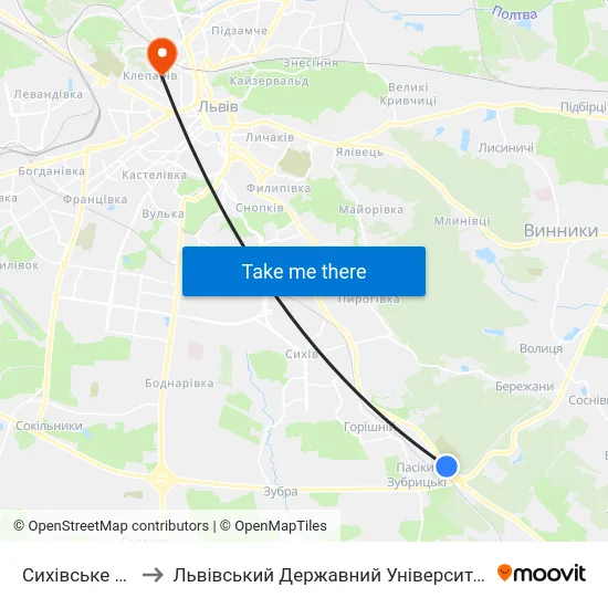 Сихівське Кладовище to Львівський Державний Університет Безпеки Життєдіяльності map