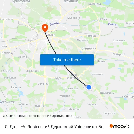 С. Давидів to Львівський Державний Університет Безпеки Життєдіяльності map