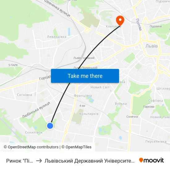 Ринок "Південний" to Львівський Державний Університет Безпеки Життєдіяльності map