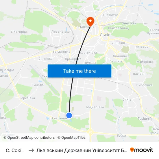 С. Сокільники to Львівський Державний Університет Безпеки Життєдіяльності map