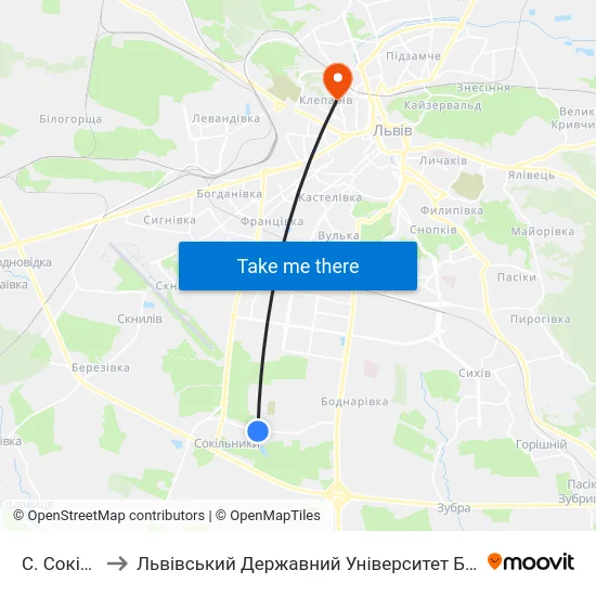 С. Сокільники to Львівський Державний Університет Безпеки Життєдіяльності map
