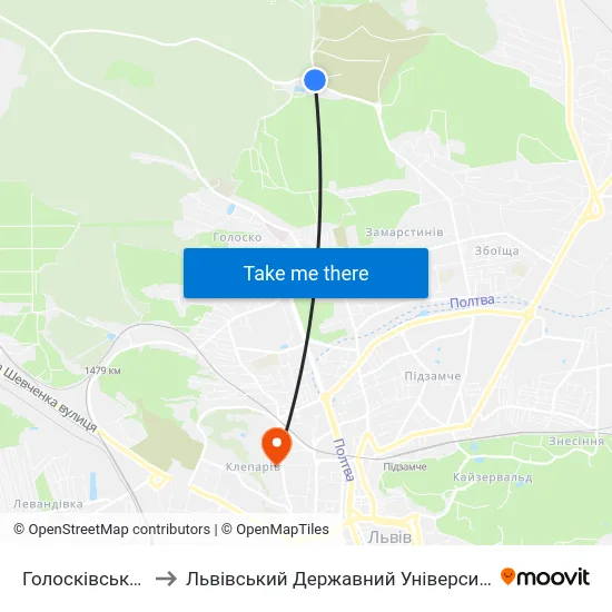 Голосківське Кладовище to Львівський Державний Університет Безпеки Життєдіяльності map