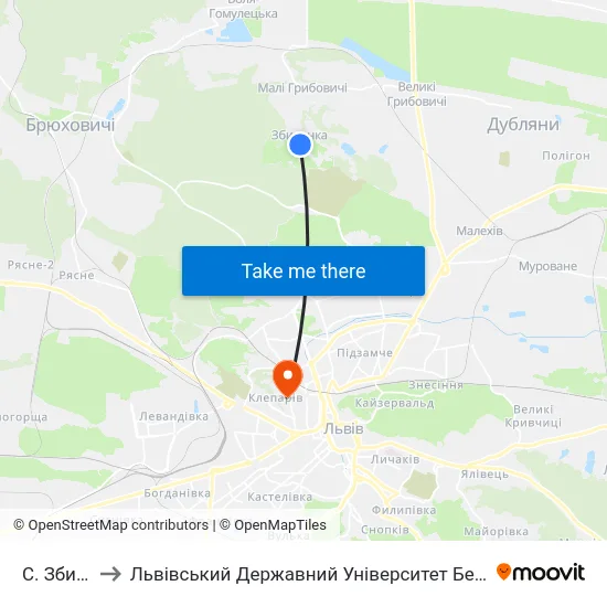 С. Збиранка to Львівський Державний Університет Безпеки Життєдіяльності map