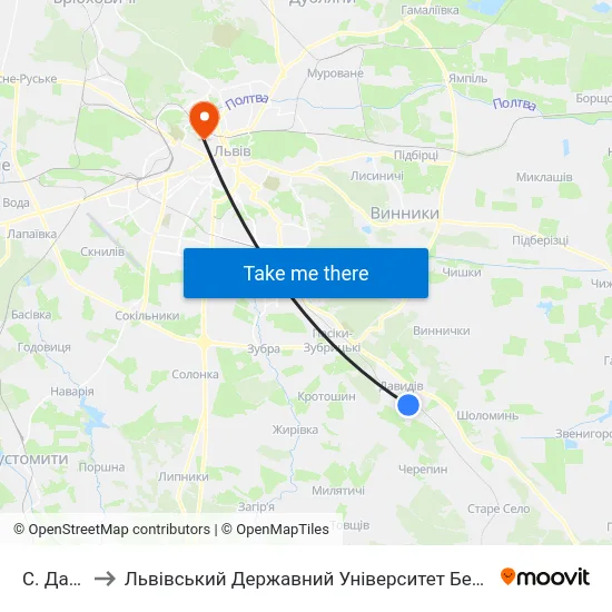 С. Давидів to Львівський Державний Університет Безпеки Життєдіяльності map