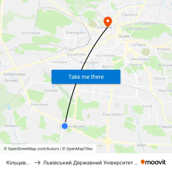 Кільцева Дорога to Львівський Державний Університет Безпеки Життєдіяльності map