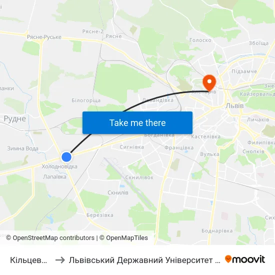Кільцева Дорога to Львівський Державний Університет Безпеки Життєдіяльності map