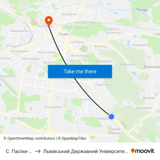 С. Пасіки-Зубрицькі to Львівський Державний Університет Безпеки Життєдіяльності map