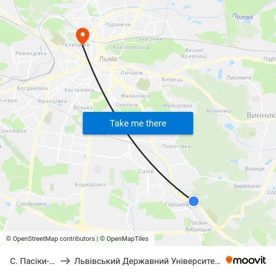 С. Пасіки-Зубрицькі to Львівський Державний Університет Безпеки Життєдіяльності map