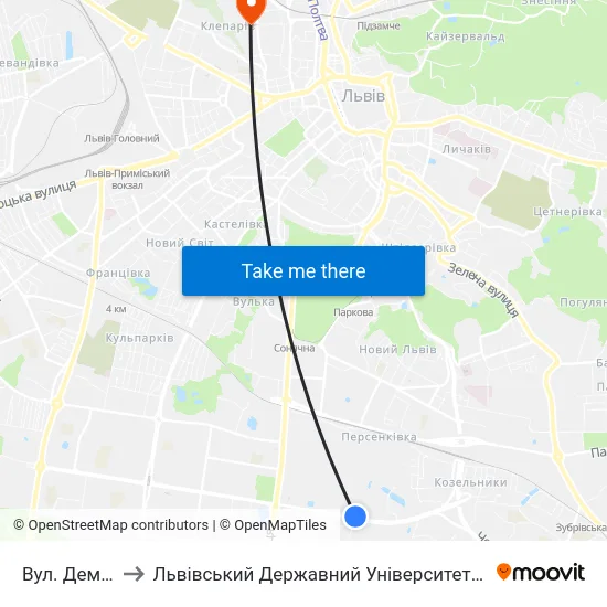 Вул. Демнянська to Львівський Державний Університет Безпеки Життєдіяльності map