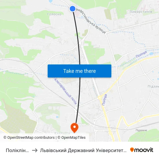 Поліклініка Умвс to Львівський Державний Університет Безпеки Життєдіяльності map