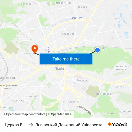 Церква Вознесіння to Львівський Державний Університет Безпеки Життєдіяльності map