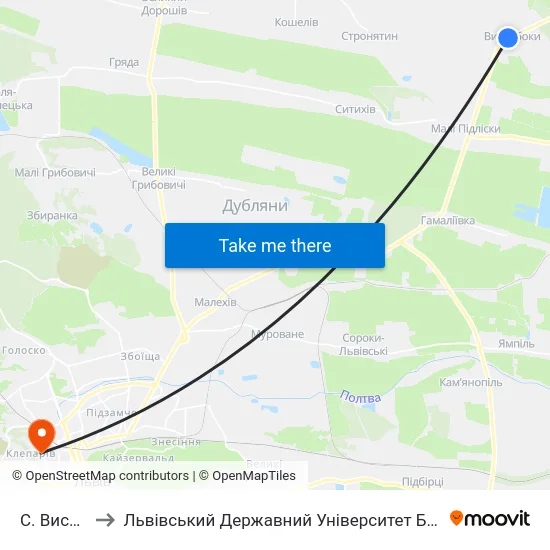 С. Вислобоки to Львівський Державний Університет Безпеки Життєдіяльності map