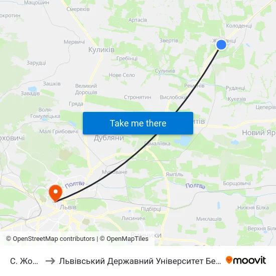 С. Жовтанці to Львівський Державний Університет Безпеки Життєдіяльності map