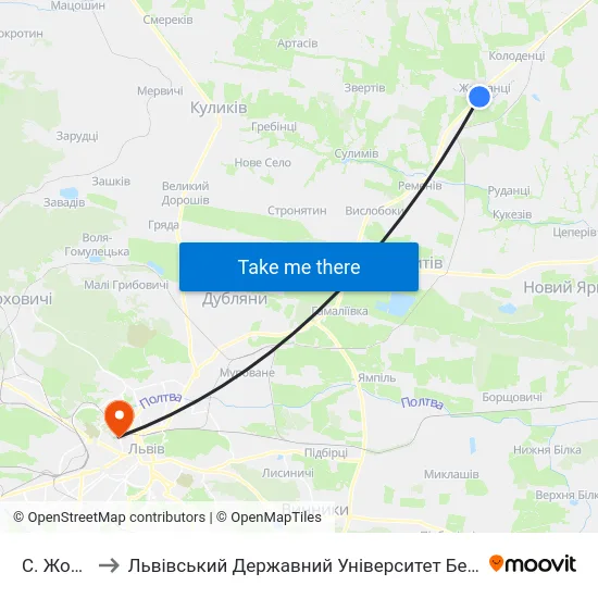 С. Жовтанці to Львівський Державний Університет Безпеки Життєдіяльності map