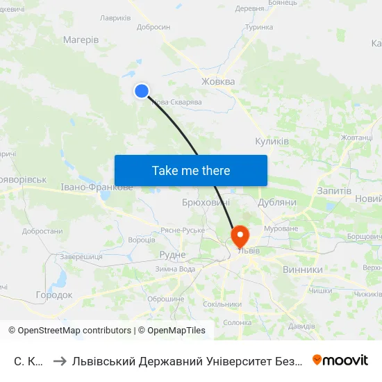 С. Крехів to Львівський Державний Університет Безпеки Життєдіяльності map