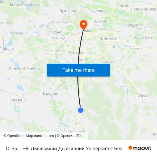 С. Бродки to Львівський Державний Університет Безпеки Життєдіяльності map