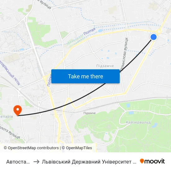 Автостанція №2 to Львівський Державний Університет Безпеки Життєдіяльності map