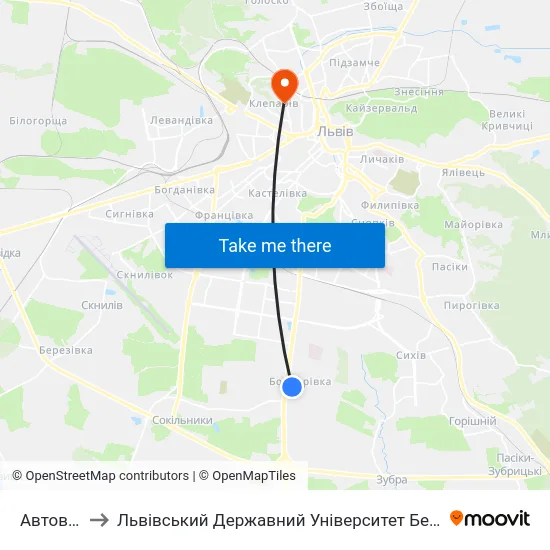 Автовокзал to Львівський Державний Університет Безпеки Життєдіяльності map