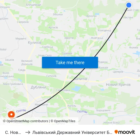 С. Новий Став to Львівський Державний Університет Безпеки Життєдіяльності map