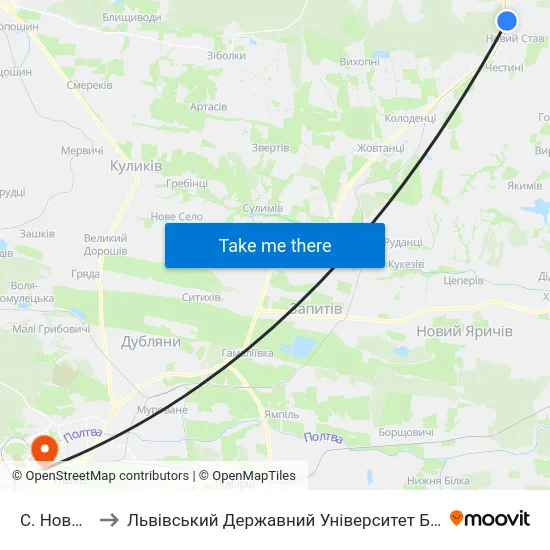 С. Новий Став to Львівський Державний Університет Безпеки Життєдіяльності map