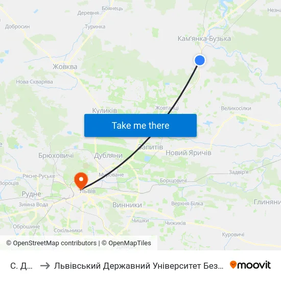 С. Дернів to Львівський Державний Університет Безпеки Життєдіяльності map