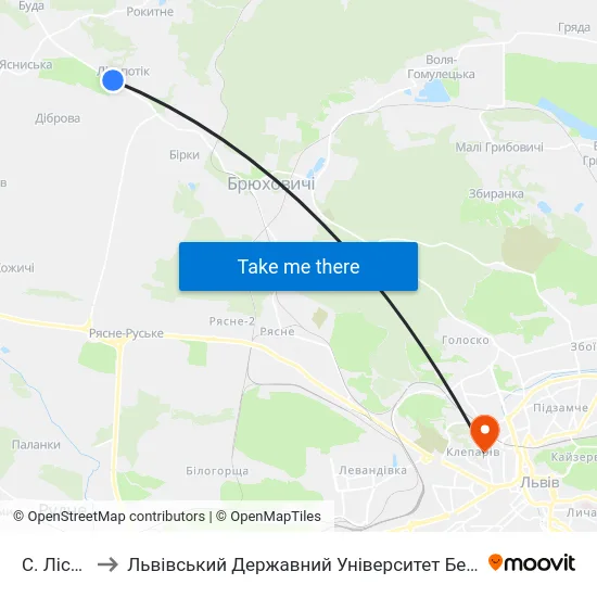 С. Лісопотік to Львівський Державний Університет Безпеки Життєдіяльності map