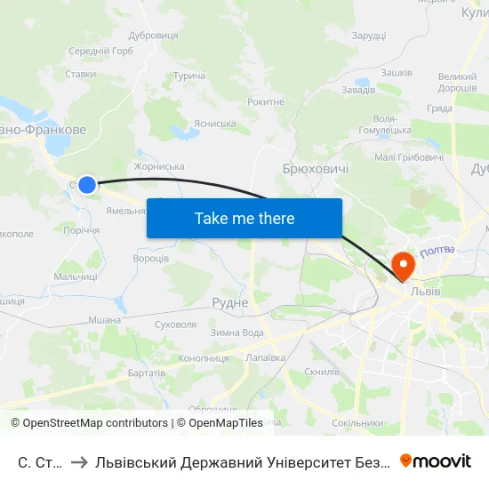 С. Страдч to Львівський Державний Університет Безпеки Життєдіяльності map