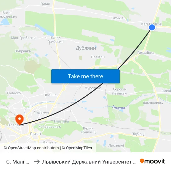С. Малі Підліски to Львівський Державний Університет Безпеки Життєдіяльності map