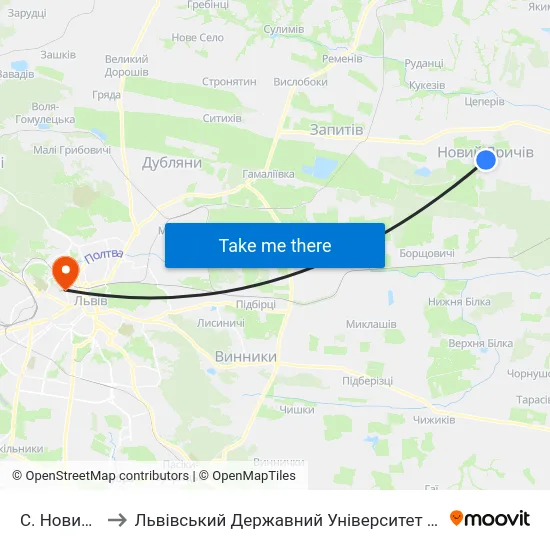 С. Новий Яричів to Львівський Державний Університет Безпеки Життєдіяльності map