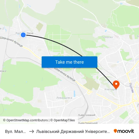 Вул. Малковицька to Львівський Державний Університет Безпеки Життєдіяльності map
