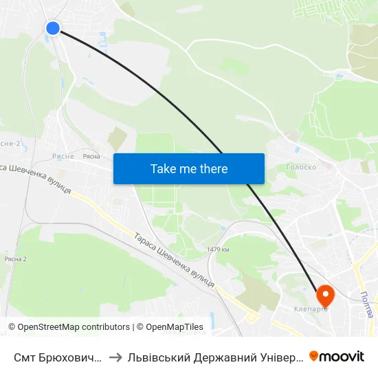 Смт Брюховичі (Вул. Смолиста) to Львівський Державний Університет Безпеки Життєдіяльності map