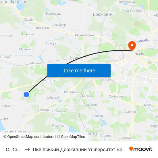 С. Керниця to Львівський Державний Університет Безпеки Життєдіяльності map