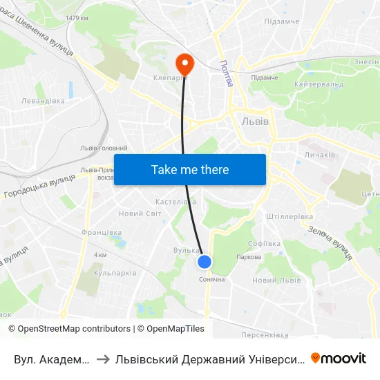 Вул. Академіка Сахарова to Львівський Державний Університет Безпеки Життєдіяльності map
