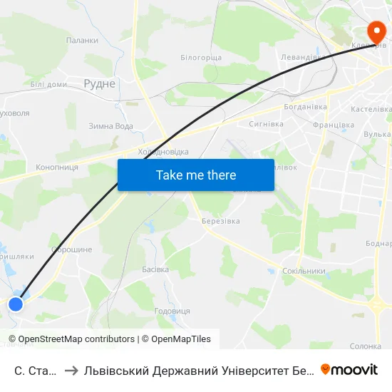С. Ставчани to Львівський Державний Університет Безпеки Життєдіяльності map