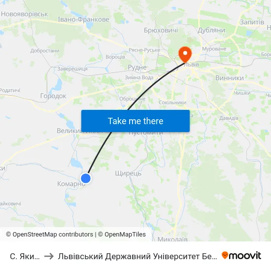 С. Якимчиці to Львівський Державний Університет Безпеки Життєдіяльності map
