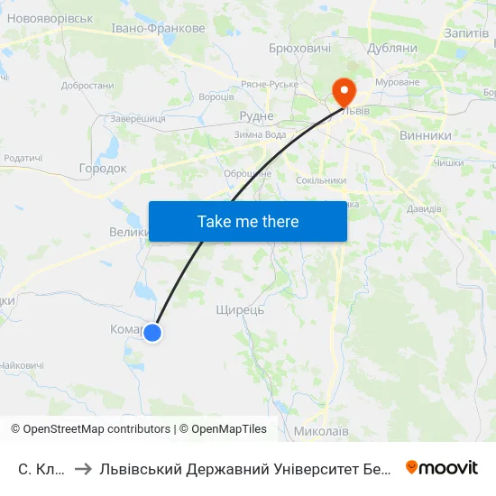 С. Кліцько to Львівський Державний Університет Безпеки Життєдіяльності map