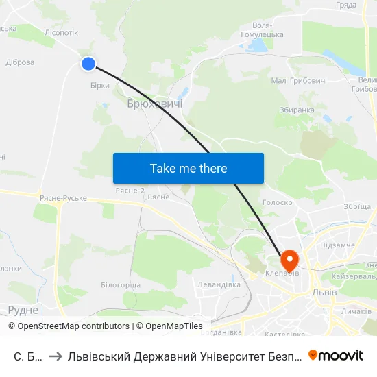 С. Бірки to Львівський Державний Університет Безпеки Життєдіяльності map