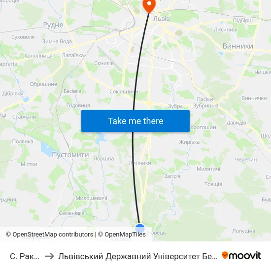 С. Раковець to Львівський Державний Університет Безпеки Життєдіяльності map