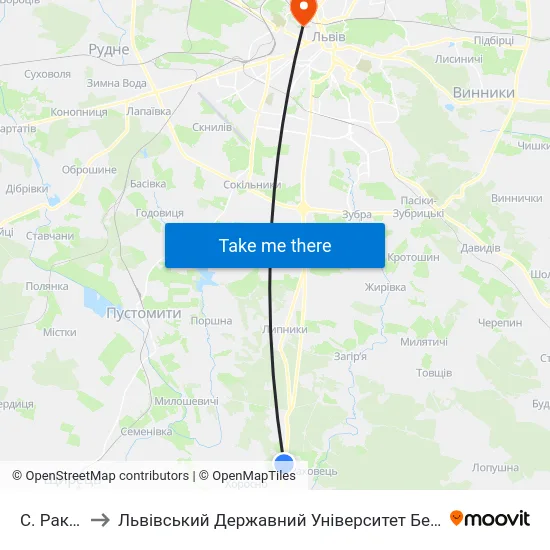 С. Раковець to Львівський Державний Університет Безпеки Життєдіяльності map