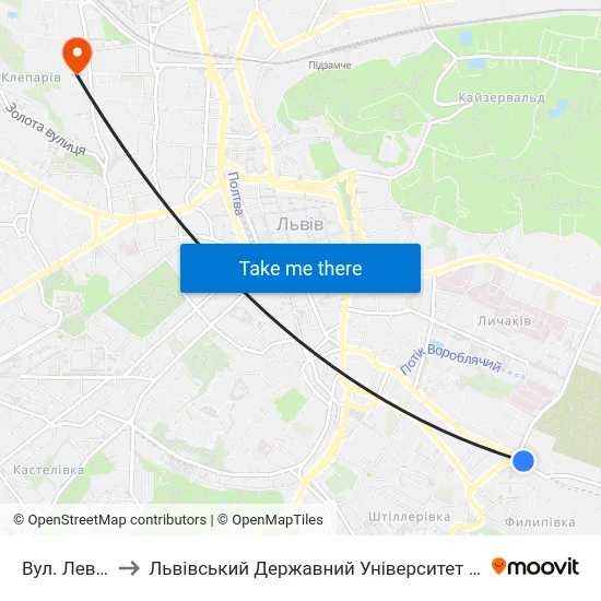 Вул. Левицького to Львівський Державний Університет Безпеки Життєдіяльності map