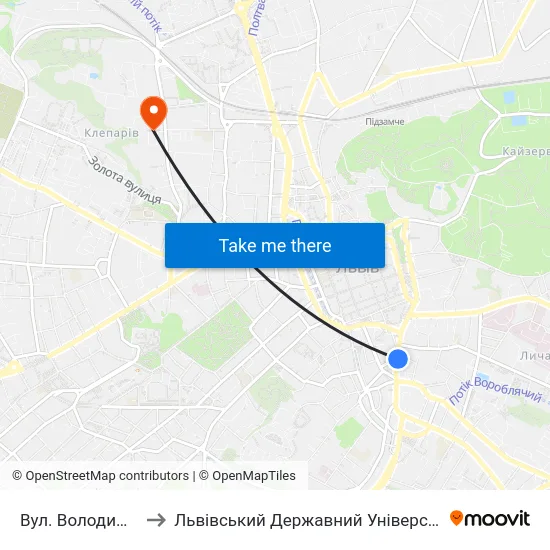 Вул. Володимира Шухевича to Львівський Державний Університет Безпеки Життєдіяльності map