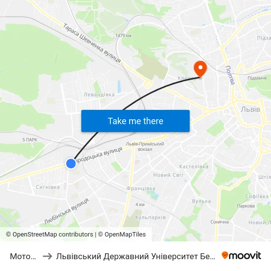 Мотозавод to Львівський Державний Університет Безпеки Життєдіяльності map