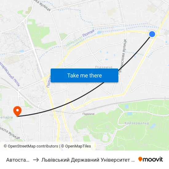 Автостанція №2 to Львівський Державний Університет Безпеки Життєдіяльності map